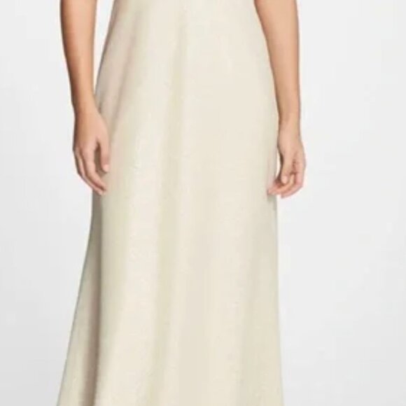 Jenny Yoo Blake Crossover Bridesmaid Dress Gold Glitter Size 10 - Picture 2 of 6